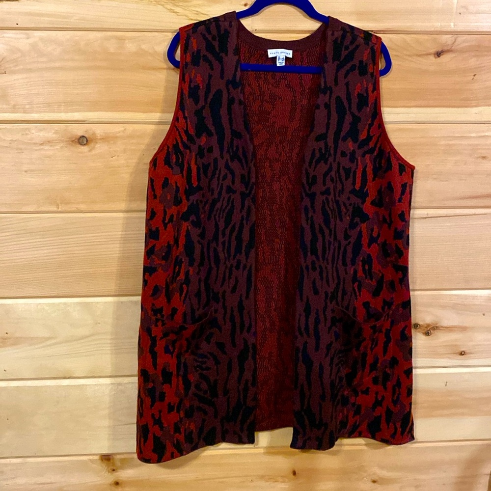 Susan Graver large animal print long sweater vest. $14